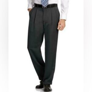 Perry Ellis Classic Fit Double Pleat No Iron Microfiber Melange Mens Dress Pants